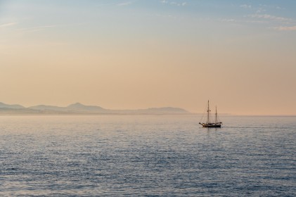 Lonely boat heading home