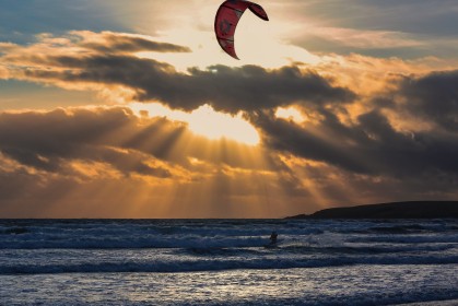 Kite Surfing at Sunset