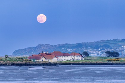 April Pink Full Moon over  Portmarnock Golf Club