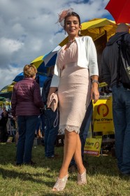 Michelle Devereaux from Bellewstown, winner of the best dressed prize, at the 2018 beach races in Laytown by John Coveney