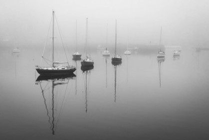 Dun Laoghaire Boats in the Fog by Robert Hackett